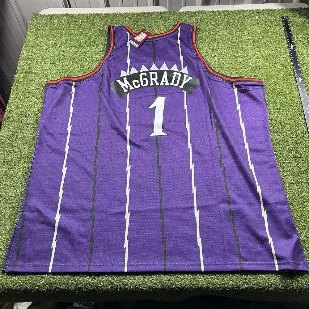 1998-99 Mitchell & Ness Toronto Raptors #1 Tracy Mcgrady NBA Jersey Men Size 5XL